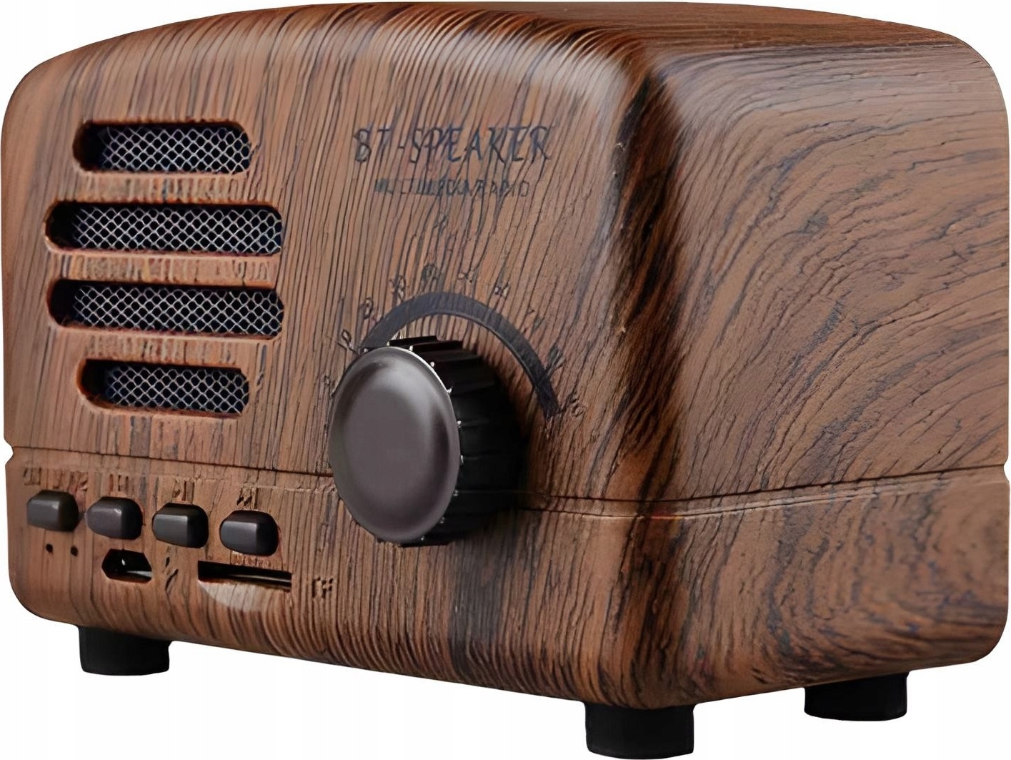 Reproduktor Bluetooth V Retro Štýle S Autorádiom A Mikrofónom, Tmavé Drevo, 400 Mah