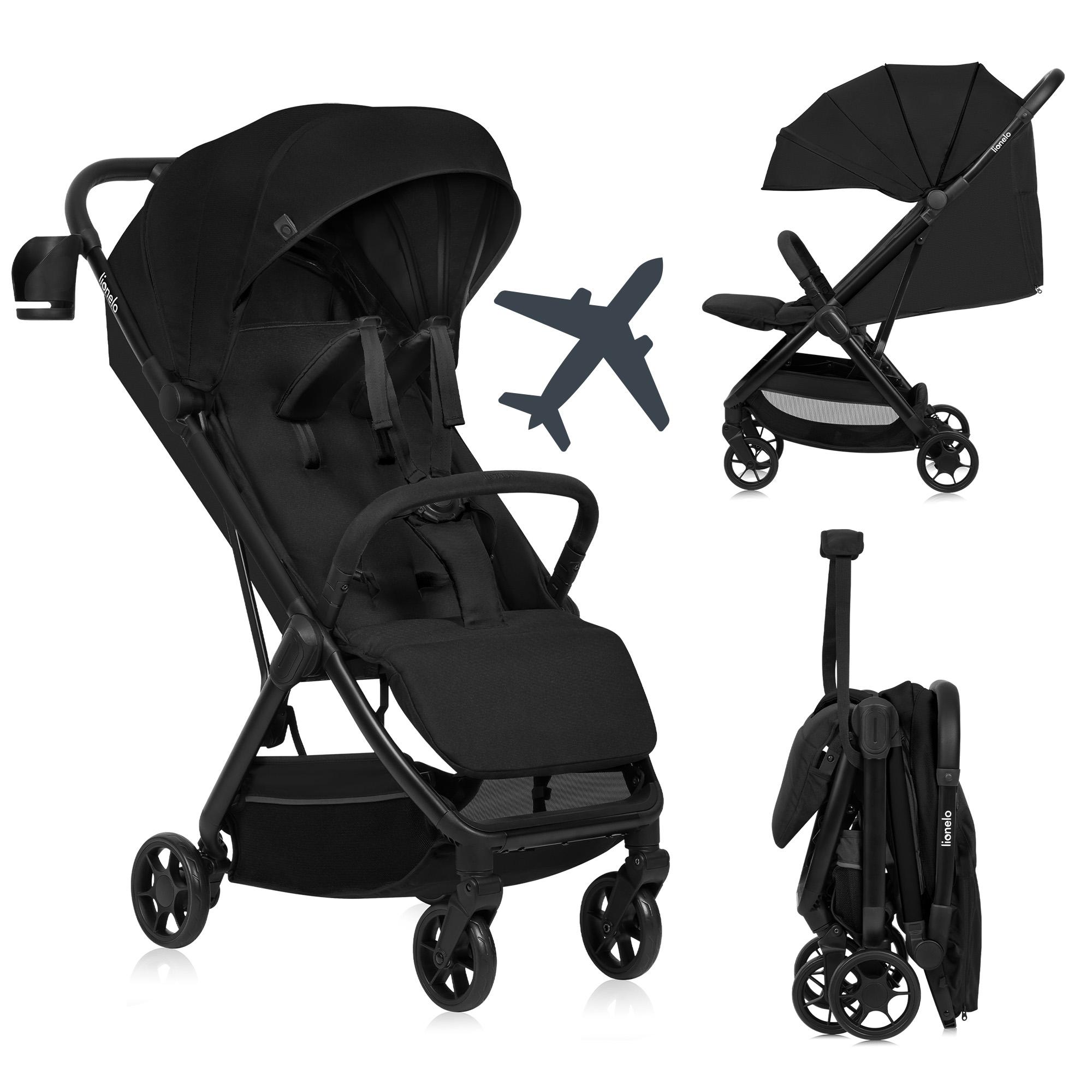 Kinderwagen Julie Air bis 22 kg Schwenkräder 360° Federung Einhand-Faltmechanismus - Schwarz