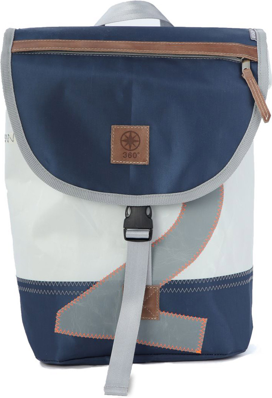 Rucksack Landgang Mini Weiss Blau Grau, recyceltes Segeltuch