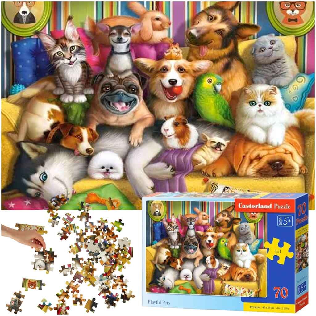 Spielerische Haustiere Puzzle 70 Teile CASTOR