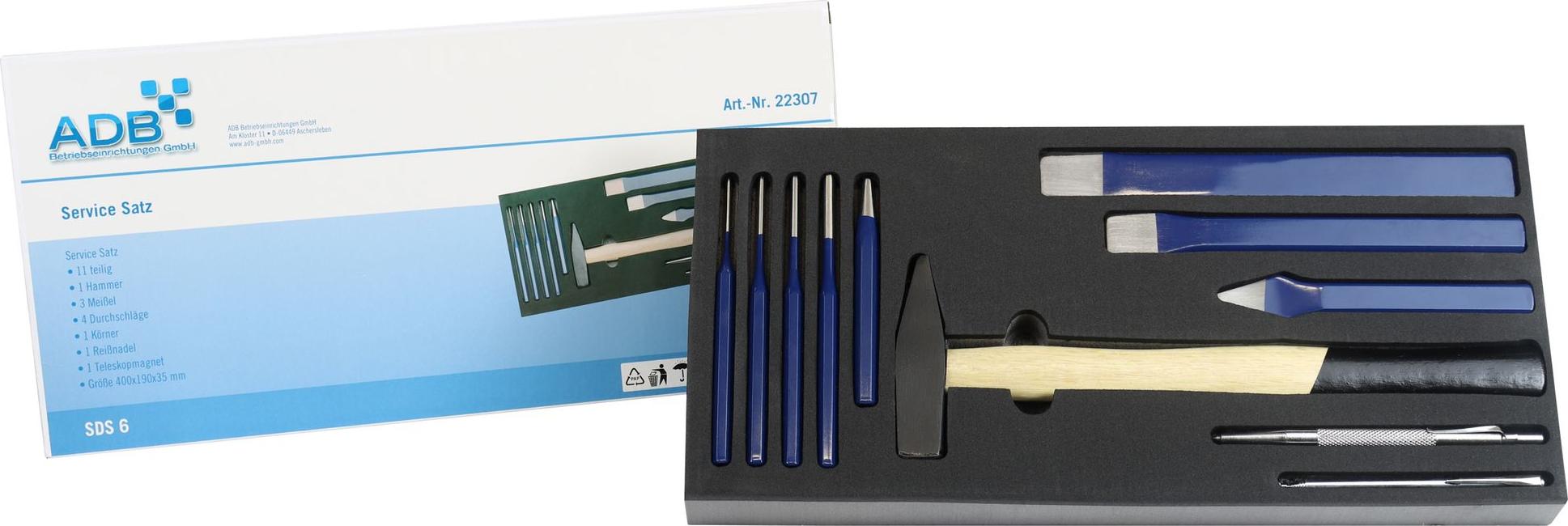Adb Betriebseinrichtungen GmbH ADB Hammer-/Meißel-Set, 11-tl 22307