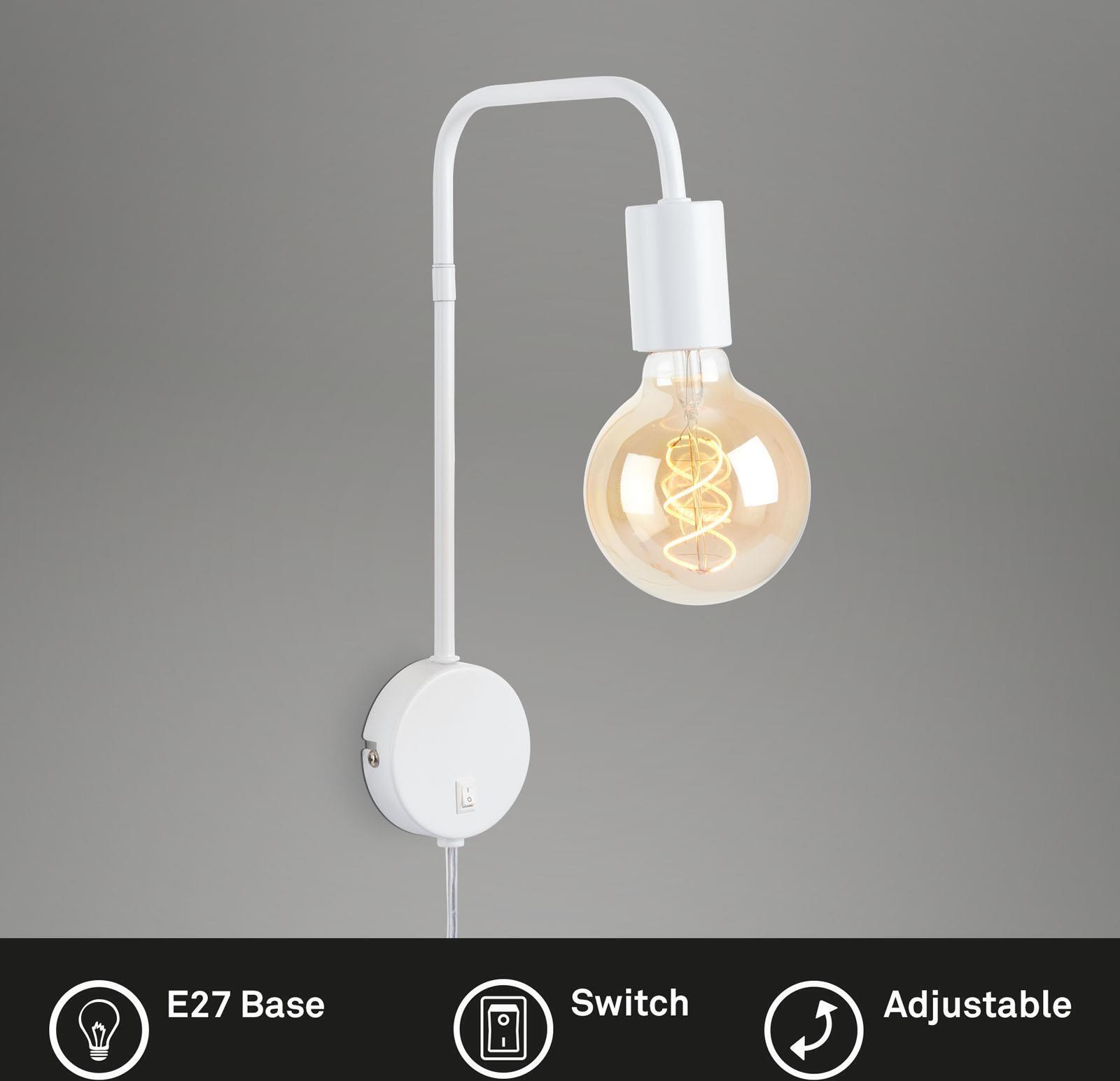 Briloner Leuchten GmbH & Co. KG Wandleuchte Briloner Leseleuchte Weiß Bettlampe Wandlampe mit Steckerzuleitung 2086-016