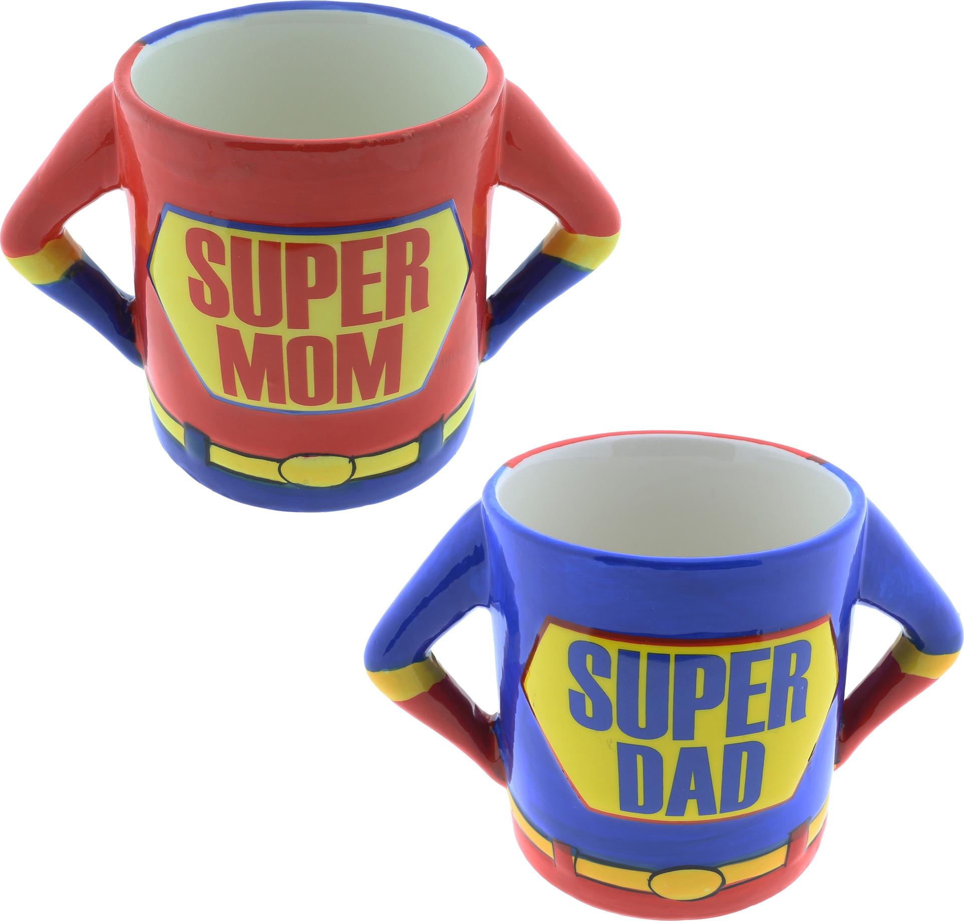 Hebgen Trading Becher Super Mom + Tasse Super Dad je 500ml Spar-Set 38078-8312/13