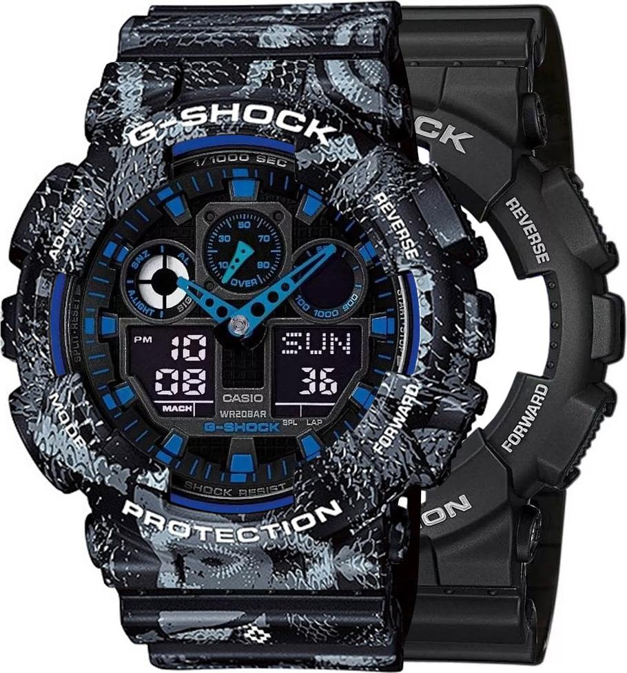 Zegarek Casio G-Shock SET GA-100-1A2ER + BEZEL 10520052 + PASEK 10520049 20BAR