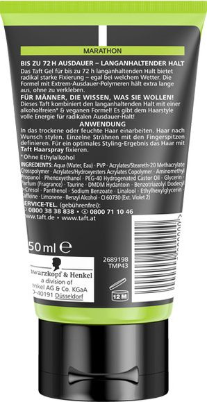 Henkel taft Marathon Power Styling Gel Haltegrad 6 sehr starker Halt 150ml 15199
