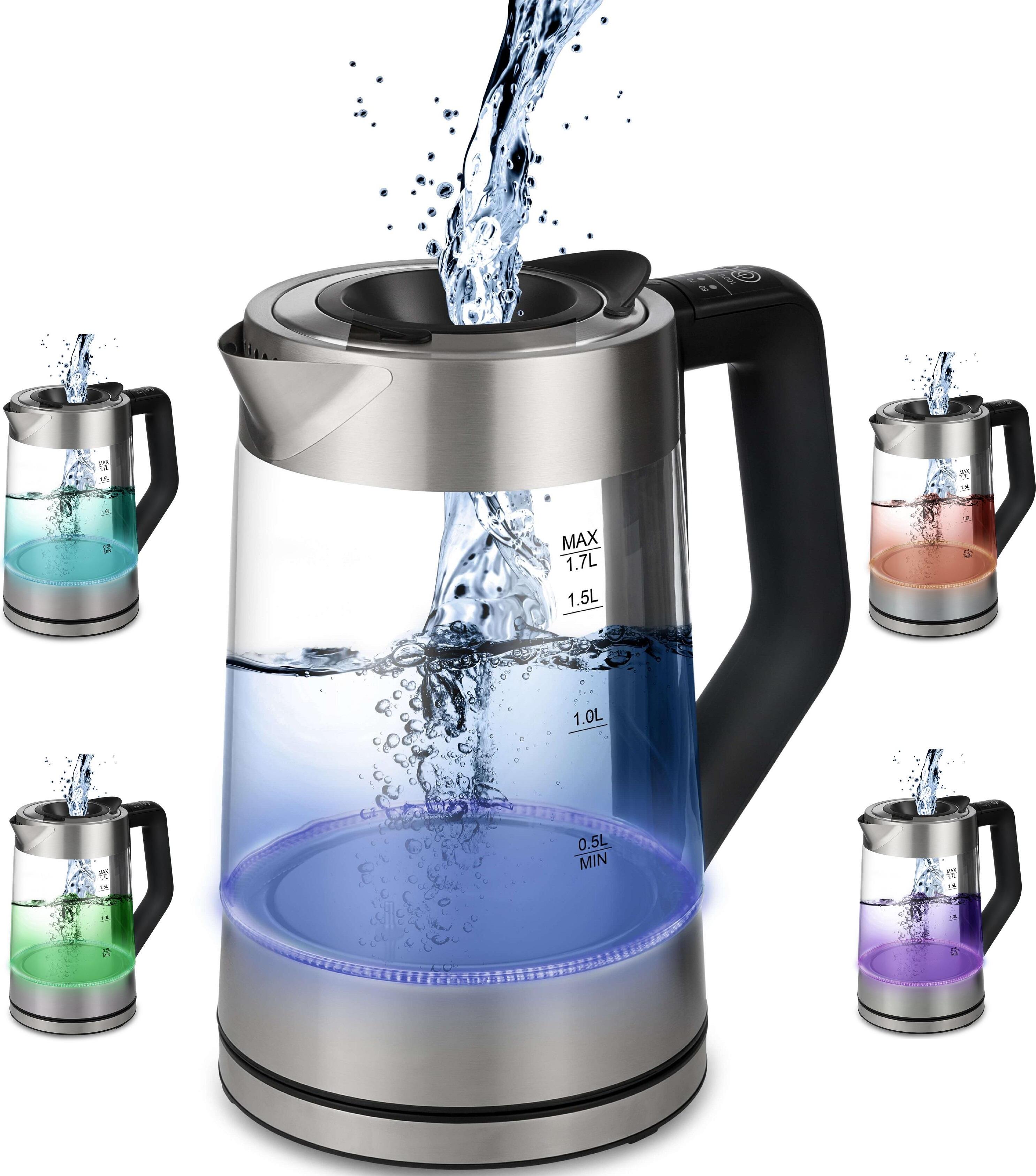 Bollitore In Vetro Digitale 1,7L Con Controllo Temperatura 40-100°C – 2200W, Display LED, Mantenimento Calore E Doppia Parete