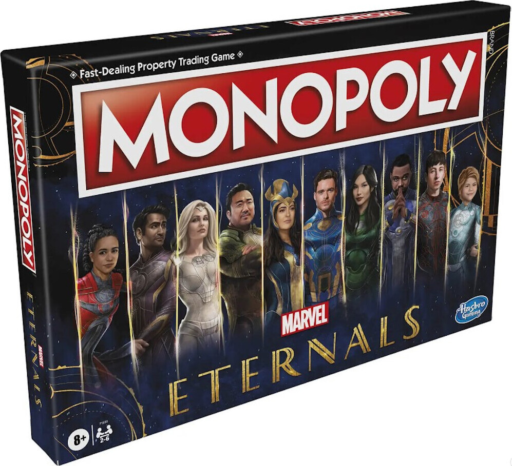SammlerTauche ein in das Marvel-Universum mit dem Hasbro Monopoly Marvel Studios Eternals (Englisch) Zubehör MarvelBei Monopoly: Marvel Studios Eternals Edition reisen die Spieler um den Spielplan und sichern dabei so viele Besitztümer wie möglich ab. Je mehr Besitztümer sie sichern, desto mehr Miete in Form von komischen Energieeinheiten können sie von den anderen Eternals kassieren. Dabei wählen die Spieler sich einen der 10 Eternals als Spielfigur aus, von denen jeder eine einzigartige Superh