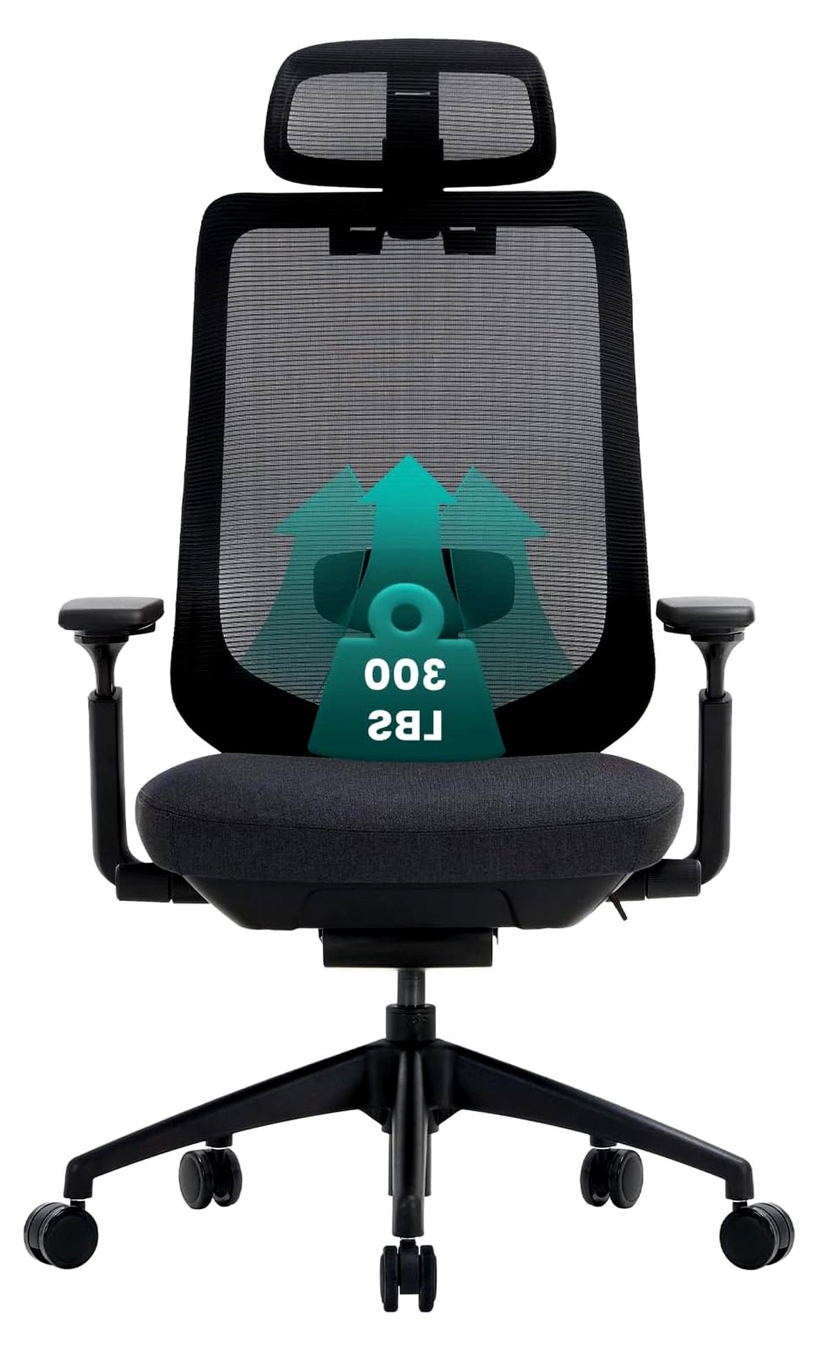 Markenlos Ergonomischer Netz-Bürostuhl mit hoher Rückenlehne, verstellbarer Kopfstütze und 4D-Armlehnen, Schiebesitz, Kippsperre, Nylon-Basis, Schwarz