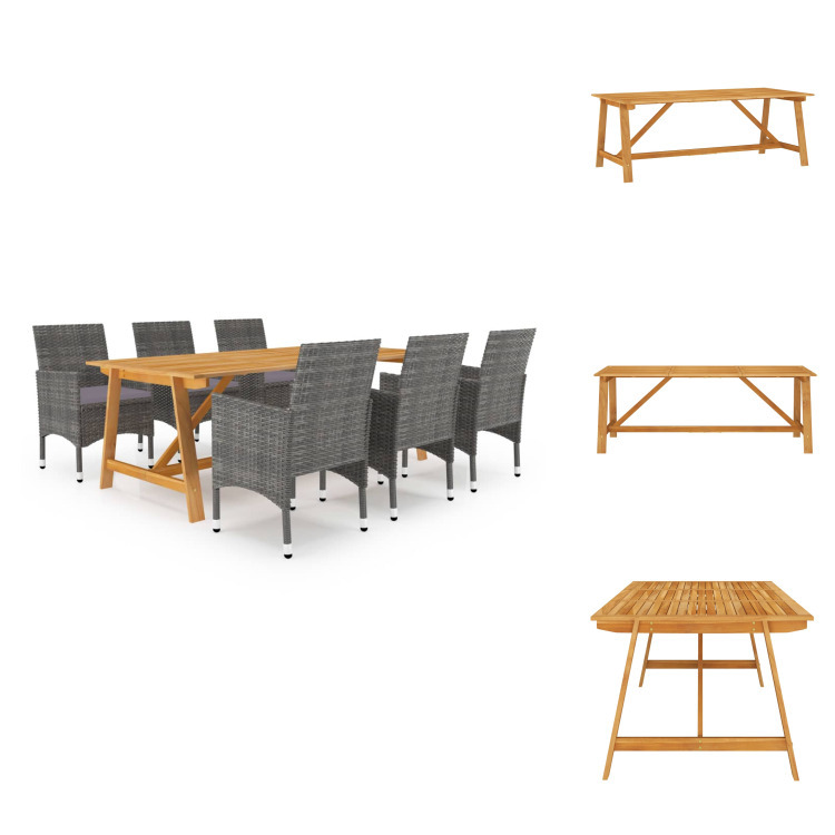 vidaXL 7-dielny záhradný jedálenský set sivý - Záhradné nábytkové zostavy