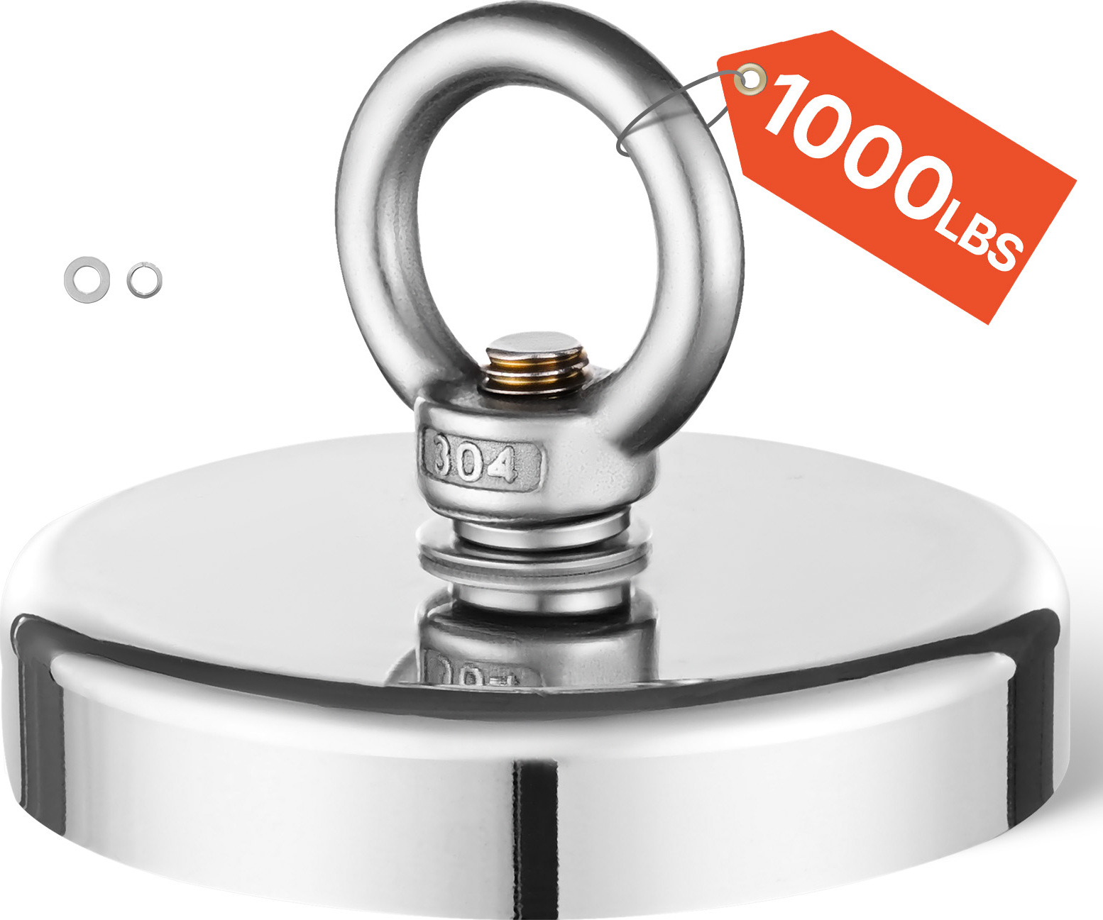 VEVOR Angelmagnet, 454 kg Zugkraft, superstarker Neodym-Angelmagnet, Griffdurchmesser 69 mm, für Flussangeln, Magnetangeln, schwere Haken