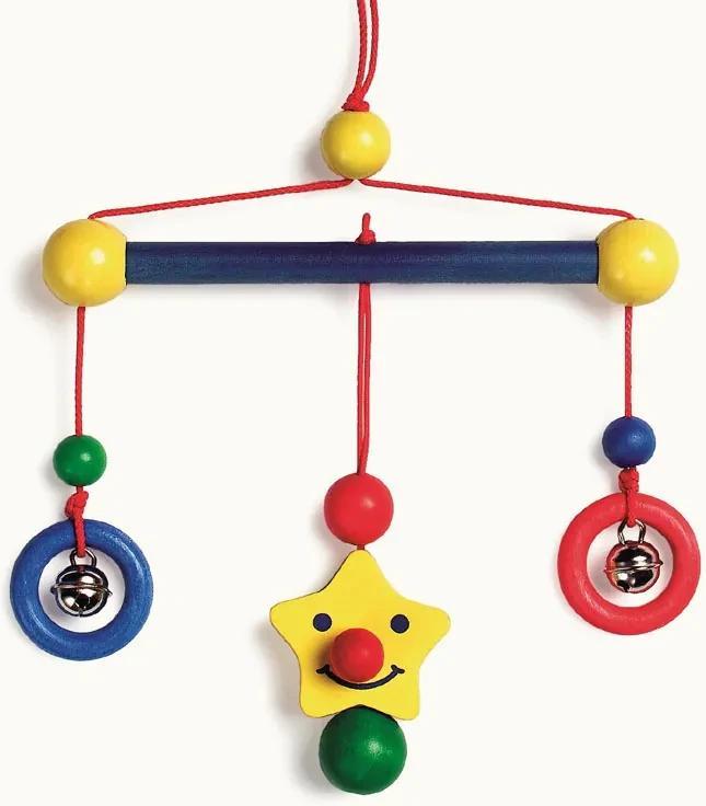 Bino Babyspielzeug aus Holz, Stern Design, mit hell klingelnden Glöckchen, 17 x 17 cm 61206