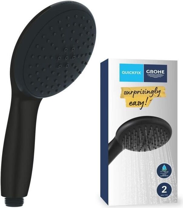 Duschkopf GROHE Vitalio Start 110 279462431 2 Düsen (Regen/Stimulierend) Wassersparend Anti-Kalk-Verfahren Mattschwarz GRO4067393016830