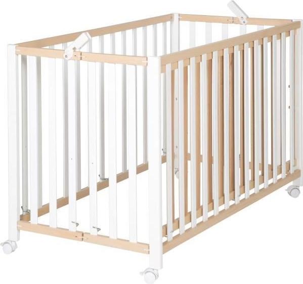 Babybett, Faltbar, 60 x 120 cm, Roba Fold Up, Mit Rollen, Holz/Weiß ROB4005317293837