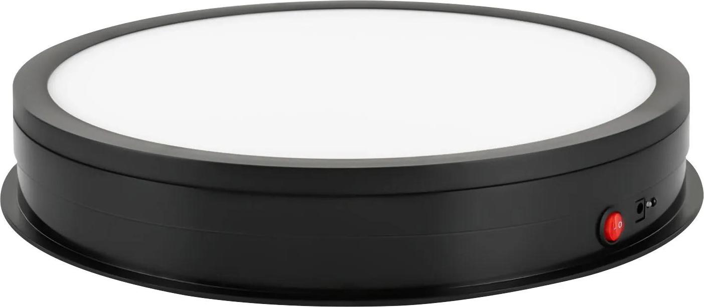 Otočný prezentačný stojan - Elektrický otočný stôl - 42 cm - Nosnosť 50 kg - Diaľkové ovládanie - 3 farby svetla biela/žltá/teplá biela - Otáčanie vpravo/vľavo - Čierna