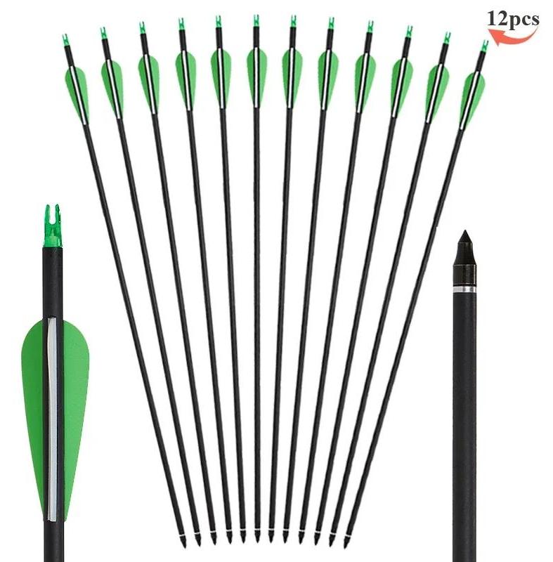 StarTech Carbonpfeile Bogenschießen - Recurve Jagdpfeile 12 Stück - Länge 80 cm - Spine 500-550 - Schaft Ø 7,8 mm - Kunststoffvanes 7,6 cm - Grün