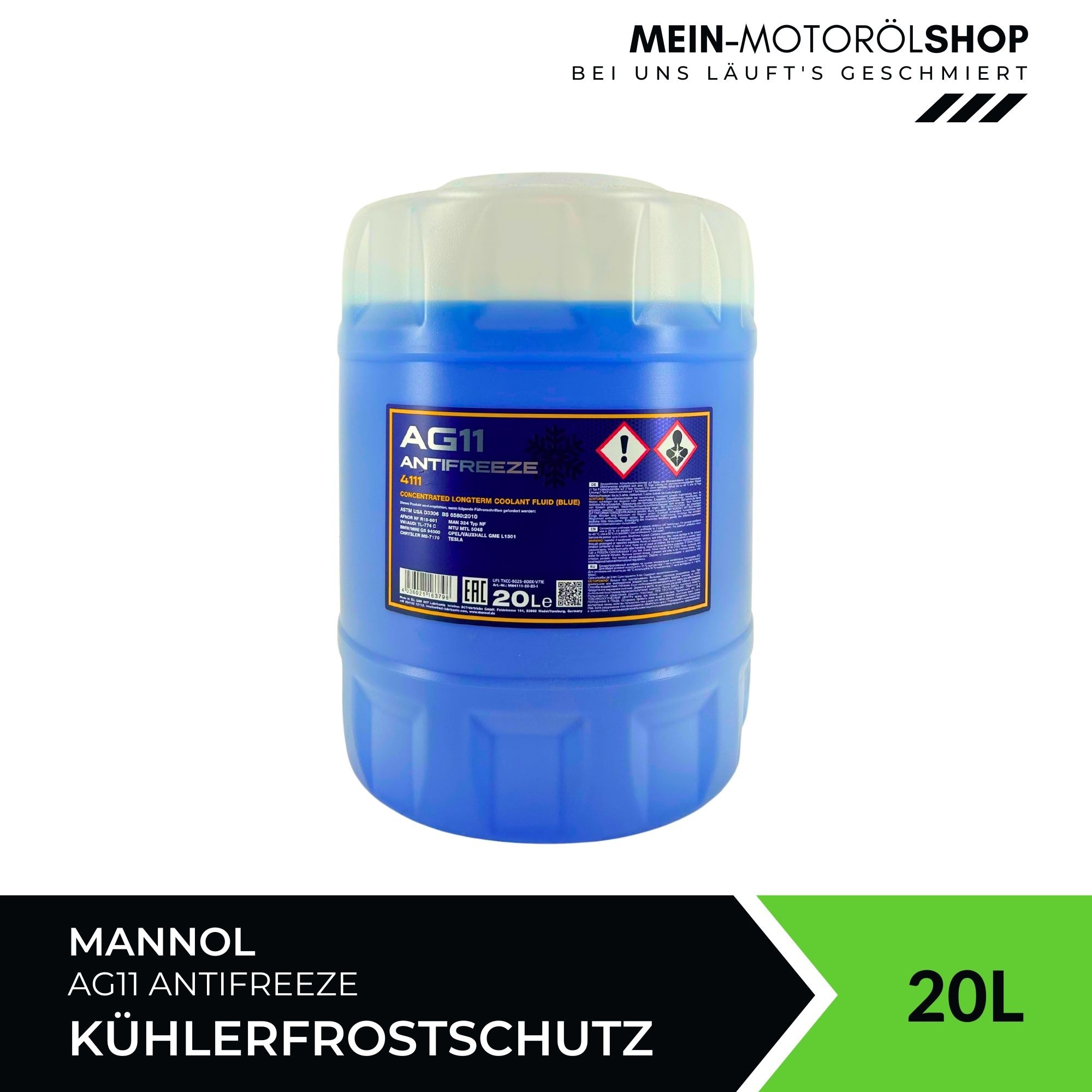 Frostschutzmittel Konzentrat MANNOL Longterm Antifreeze AG11 -40°C - 20L Kühlerfrostschutz Fertiggemisch MANNOL Frostschutz -40°C 20L Fertigmischung