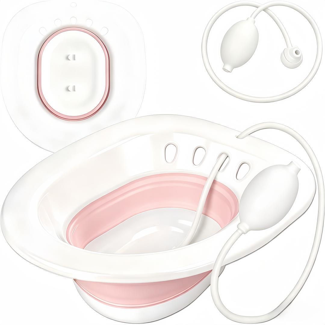 Saradevi-GmbH Bidet Sitzbad mit Flusher Sitzbäder,Sitzbadewanne,Bidet Einsatz für Toilette,Faltbar Bidetbecken,für Hämorrhoiden und Wochenbettpflege, faltbar