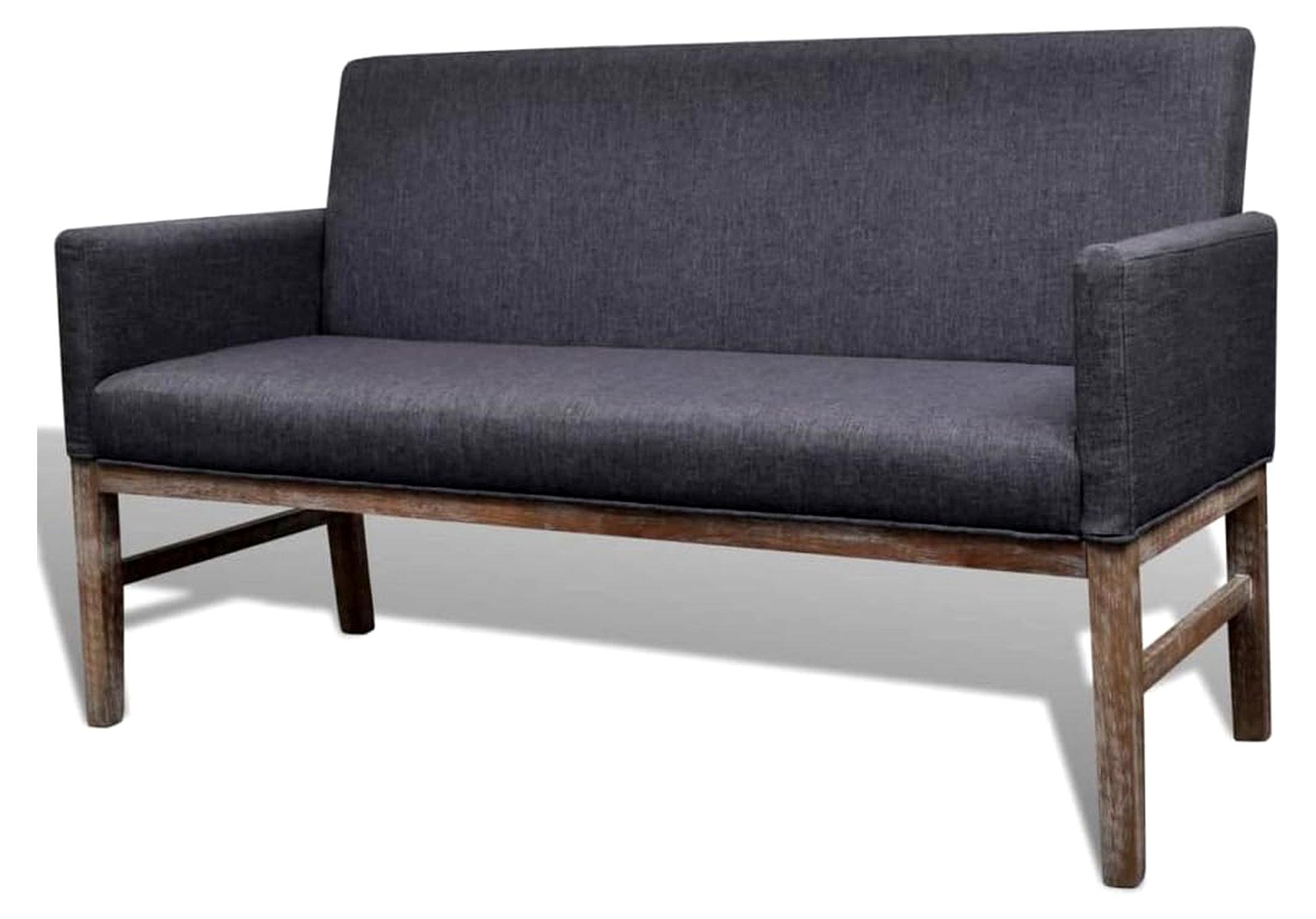 Dunkelgraue Polsterbank aus Kautschukbaum