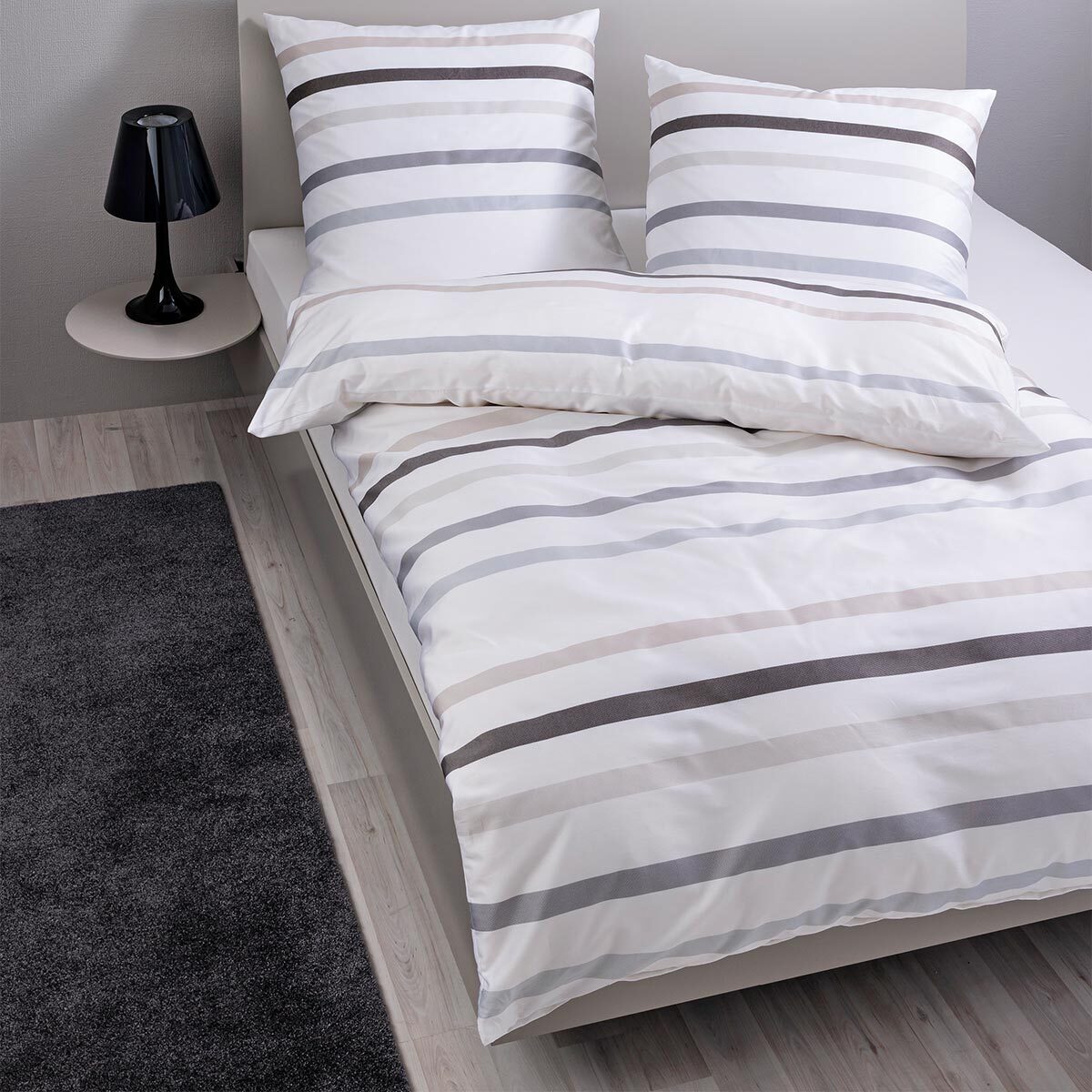 Original Janine Janine Mako-Satin Bettwäsche J.D. 87101 taupegrau 160x210 cm + 65x100 cm
