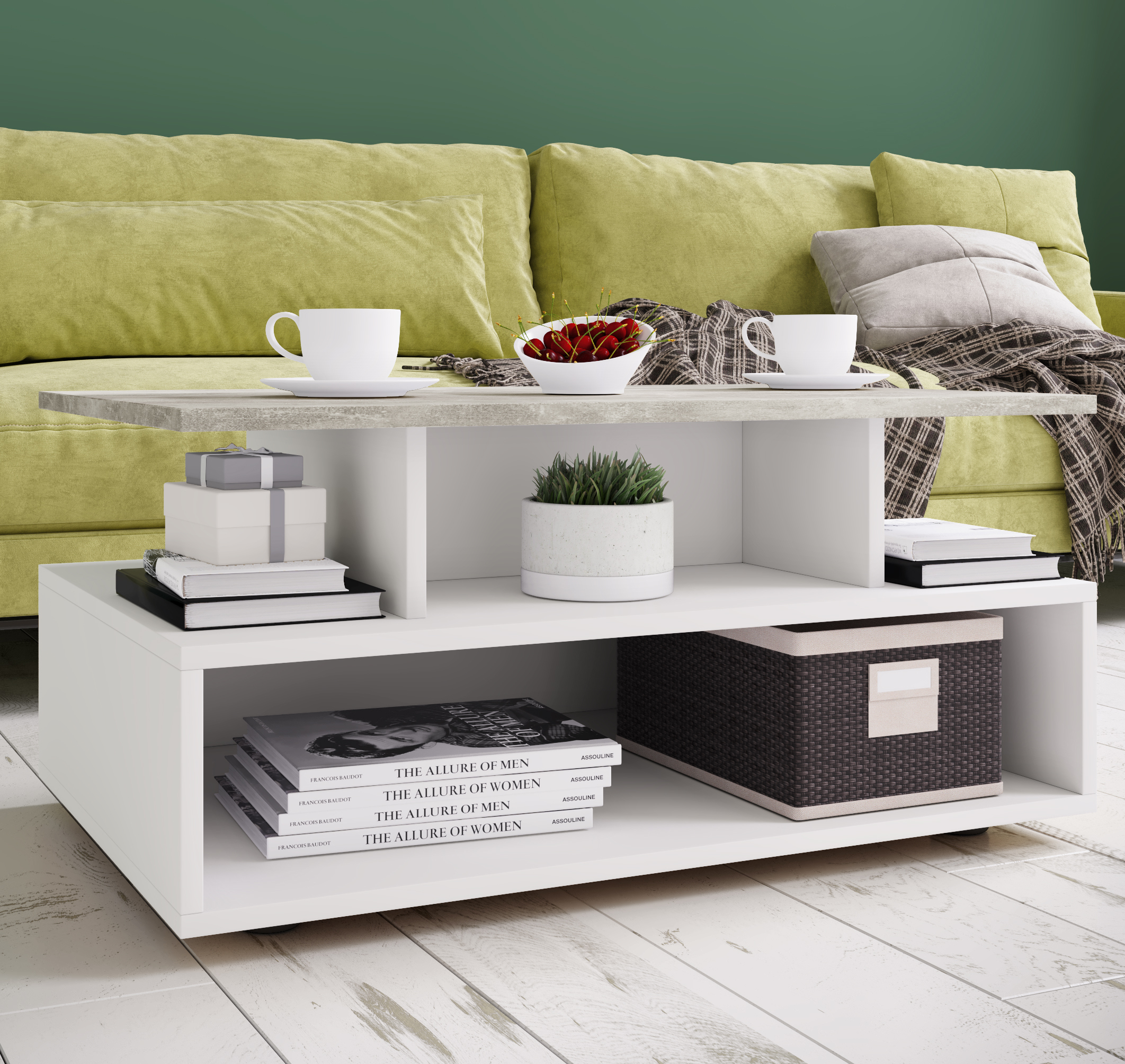 VCM Holz Couchtisch | Sofatisch mit ausreichend Stauraum | Maße ca. H. 40 x B. 80 x T. 50 cm | Wohnzimmertisch - Esila 917411