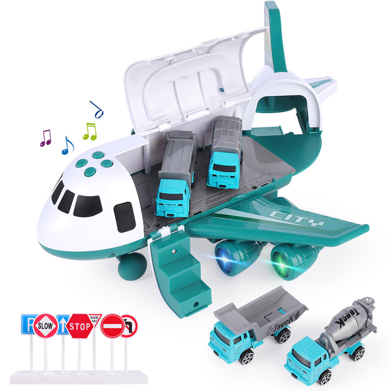Kinder Fahrzeuge Flugzeug-Spielzeug mit Auto Helikopter Flugzeug Spielset 