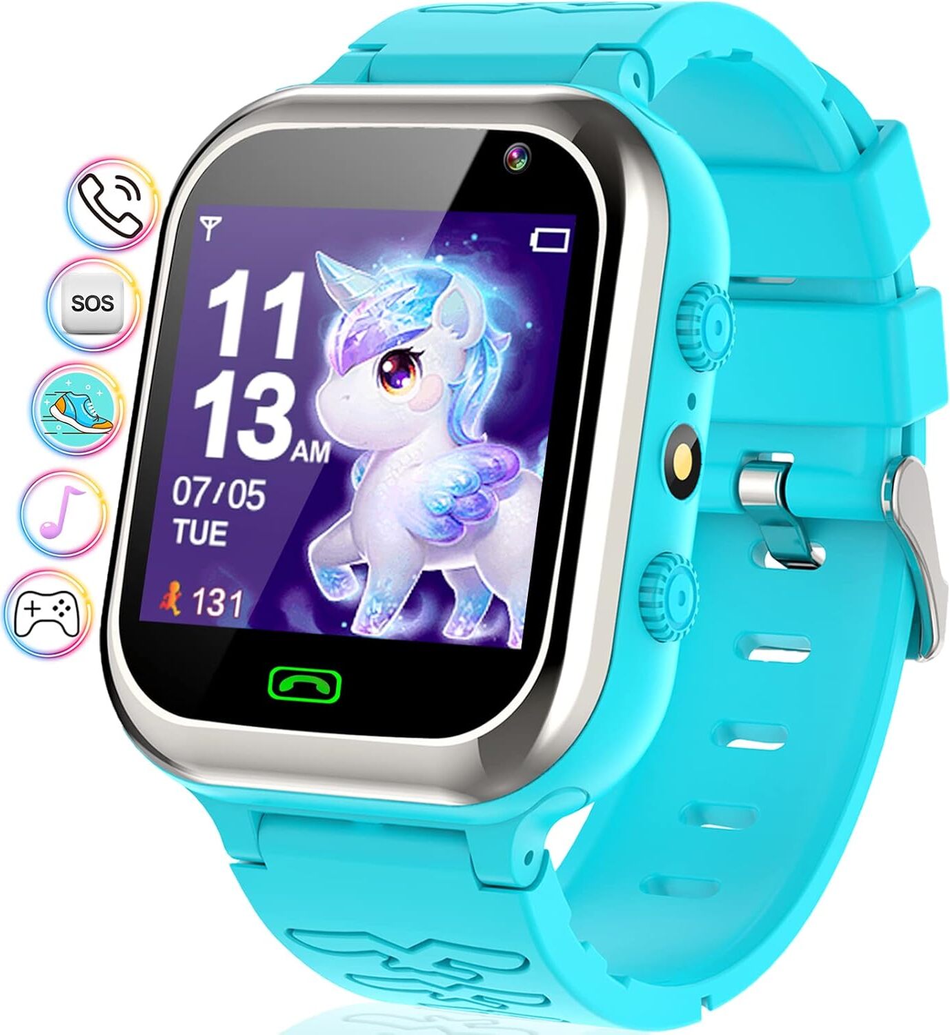 Smartwatch Kids - Smartwatch pre deti telefón pre dievčatá chlapcov s volaním, SOS, 26 hier, krokomer, hudba, fotoaparát, budík, školský režim