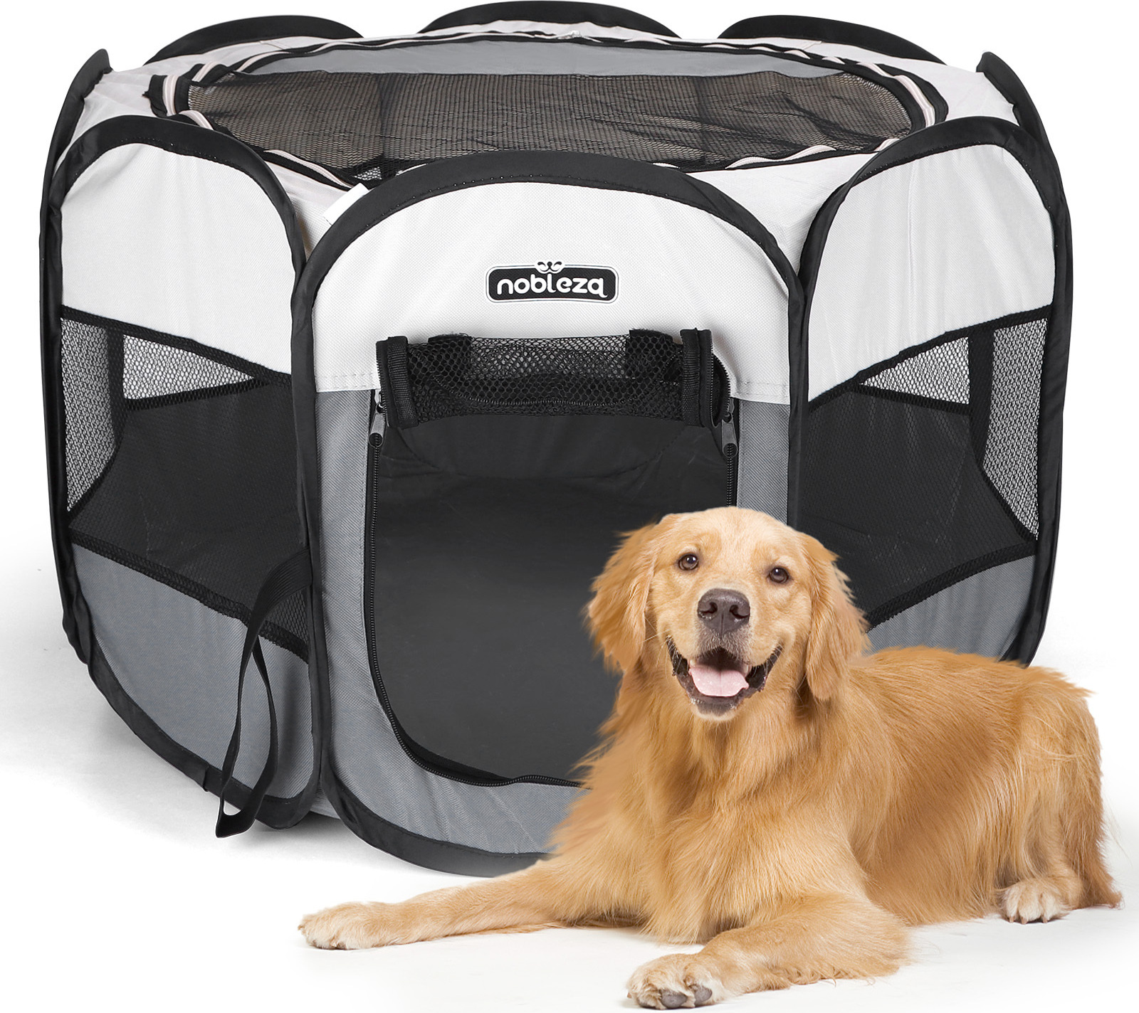 Nobleza - Welpenlaufstall Tierlaufstall Faltbar für Hunde, Oxford Wasserdichter Laufstall Tierlaufstall für Hunde Hasen 125x125x58cm