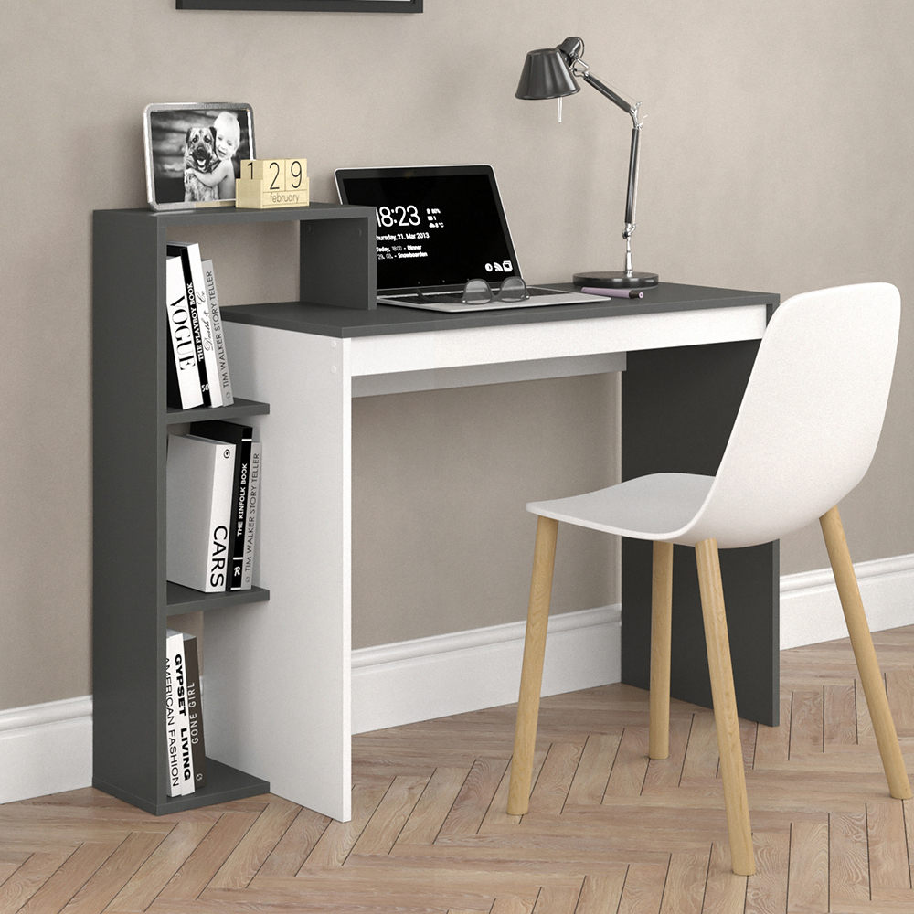 Vicco Bureau Leo, Antraciet/wit, 110 x 40 cm