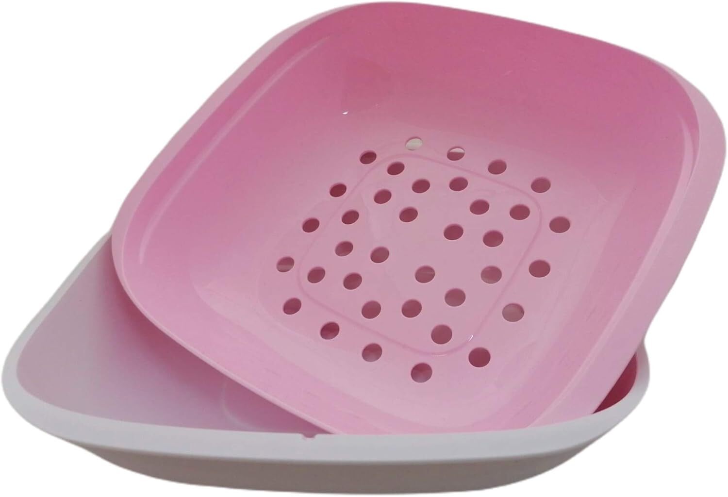 Tupperware Allegra Servierschale Siebservierer 1,33 L rosa hellgrau mit Sieb Auffangschale