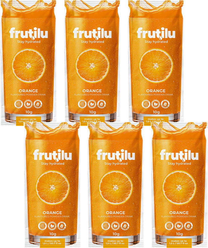 Frutilu Instant Getränkepulver Orange 6x10g ohne Zucker Vitamin C