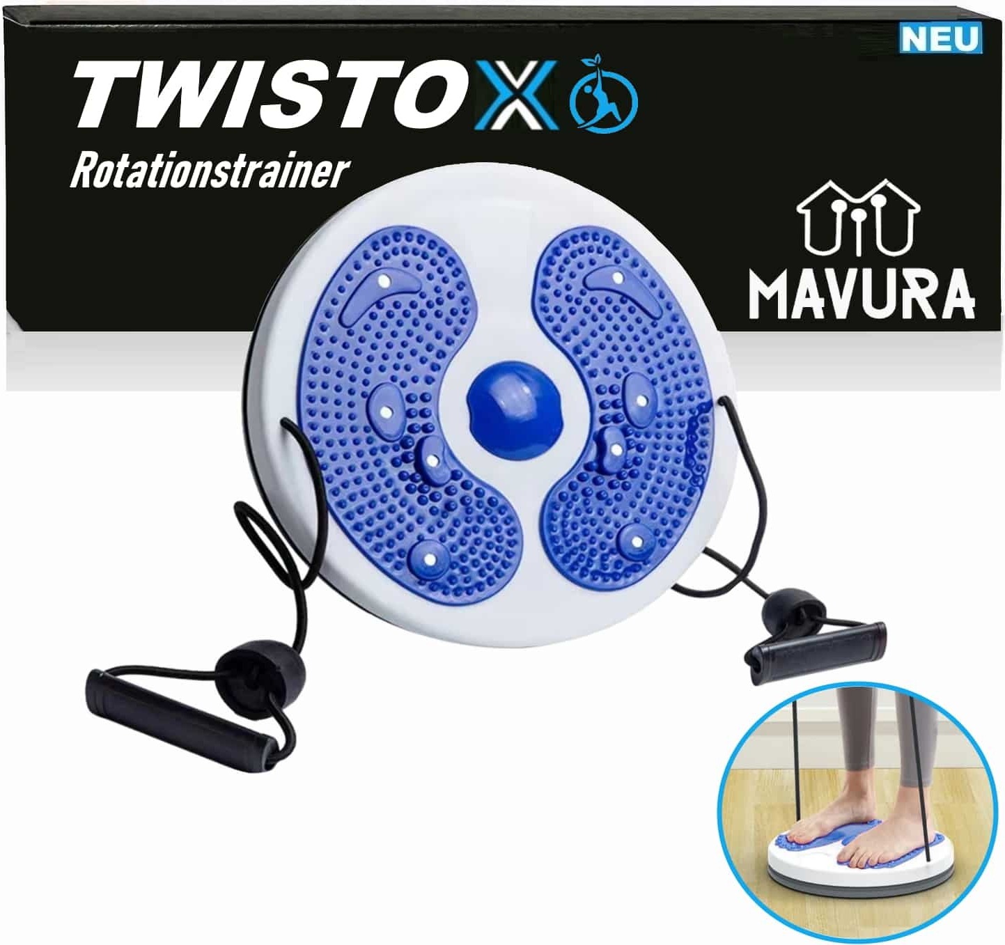MAVURA TWISTOX Rotationstrainer Hüfttrainer Balance Board Fitness Wackelbrett A423