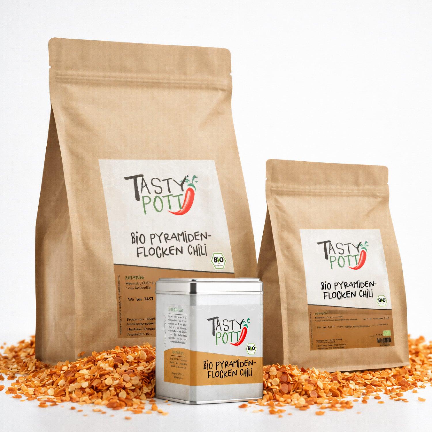 TASTY-POTT Tasty Pott Pyramidenflocken Chili & Salz - im Beutel - 30g TP-PyrdFloChili-30g