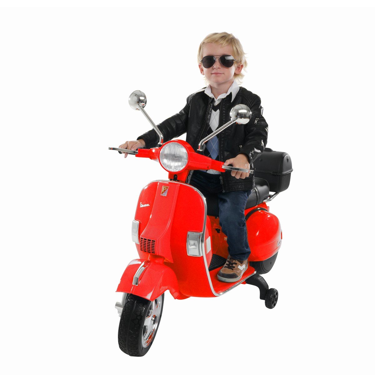Jamara Kinder-Motorroller Ride On Vespa Motorrad Scooter mit E-Motor rot 