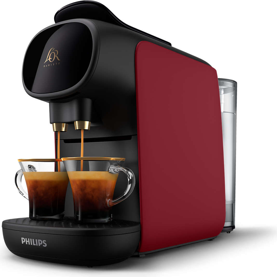 Philips L'Or Barista Sublime Kaffeekapselmaschine, einstellbare Kaffeemenge, 2 Tassen zu 1 Zeit, rot (LM9012/50) LM9012_50