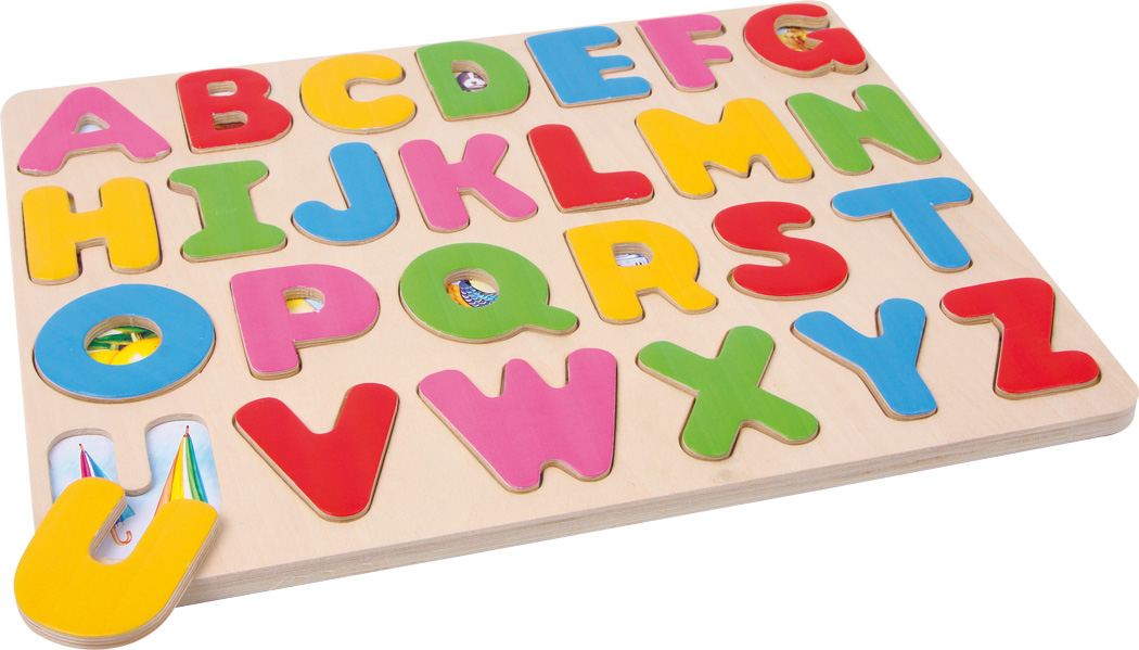 Small Foot 1479 Puzzle Buchstabenzuordnung aus Holz, bunt, 26-teilig (1 Set)