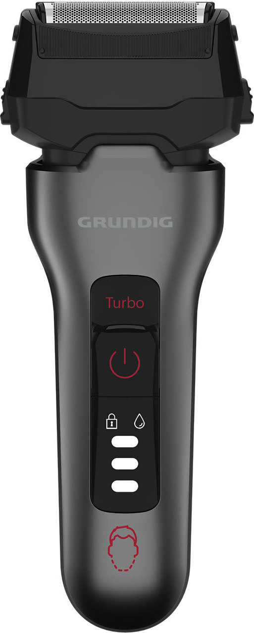 Grundig MS 8330, Planžetový holiaci strojček, Chróm, Červená, Nerezová oceľ, LED, Batéria/USB, Zabudovaná batéria