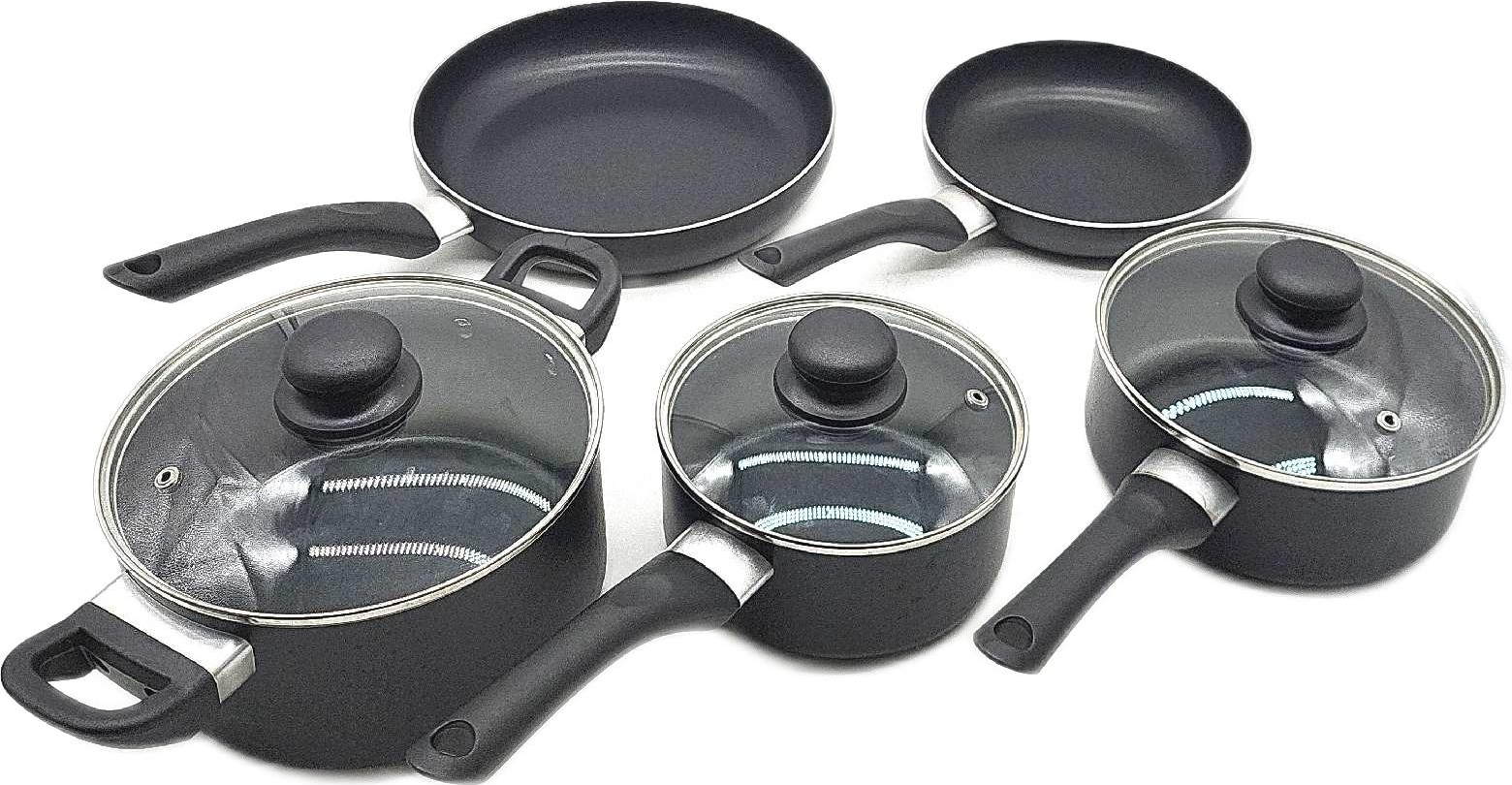 Amazon Basics - 8-teiliges Kochgeschirr mit Antihaftbeschichtung, Schwarz