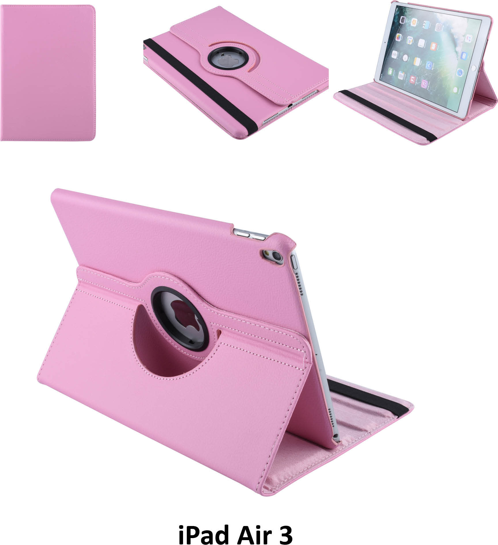 NoBrand Book case Tablet Apple iPad Air 3 Rotatable Pink for iPad Air 3 2 Viewing Positions