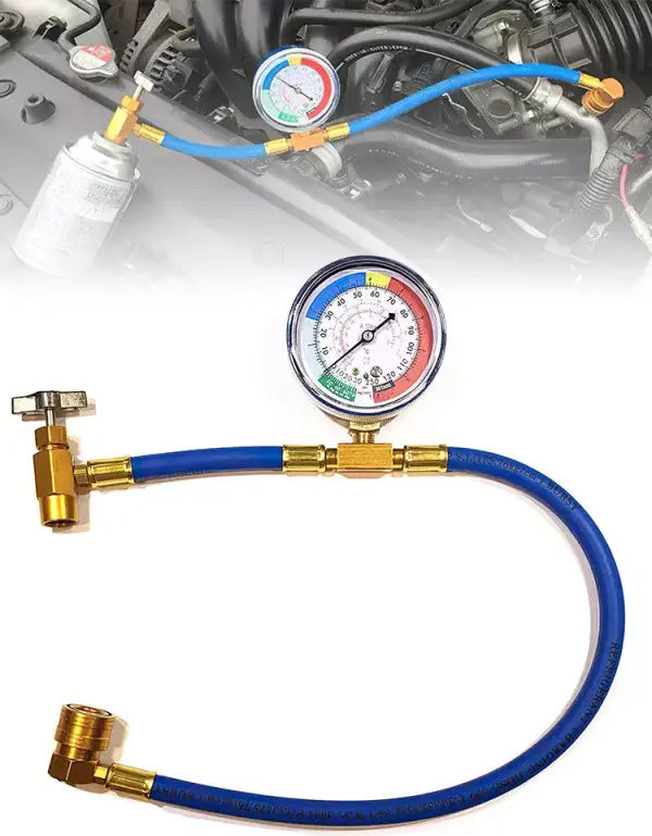 yozhiqu R134A Kfz-Klimaanlagen-Kältemittel-Ladeschlauch, Klimaanlagengas mit Manometer
