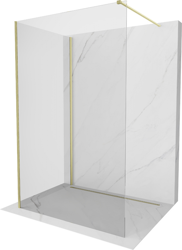 Mexen Kioto Walk-in Duschwand 125x90cm Gold, 8mm Hemdglas, Transparent 800-125-212-55-00-090