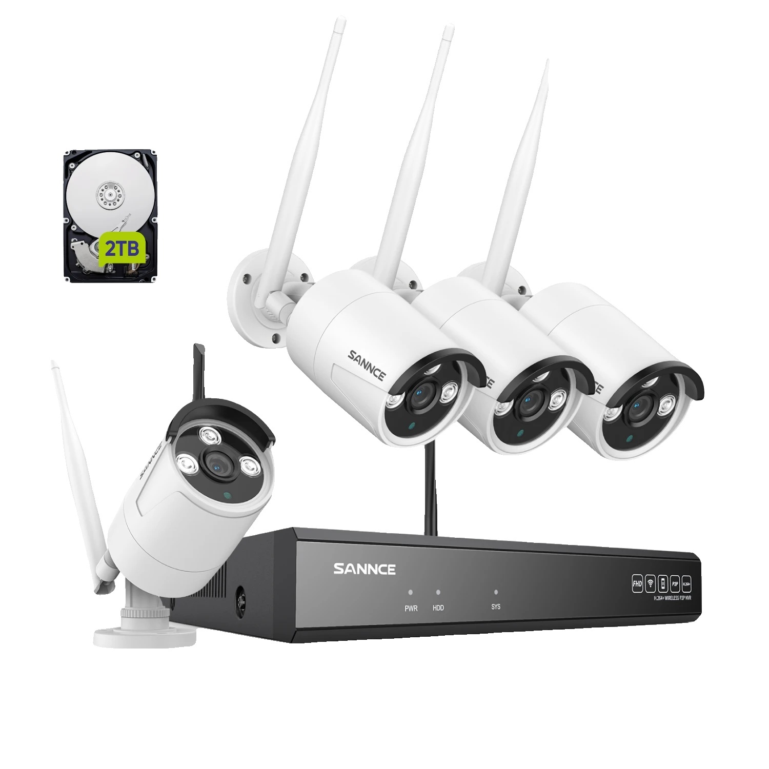 5MP bezpečnostný kamerový systém WLAN, detekcia AI, 100ft nočné videnie, 4 kamery2T