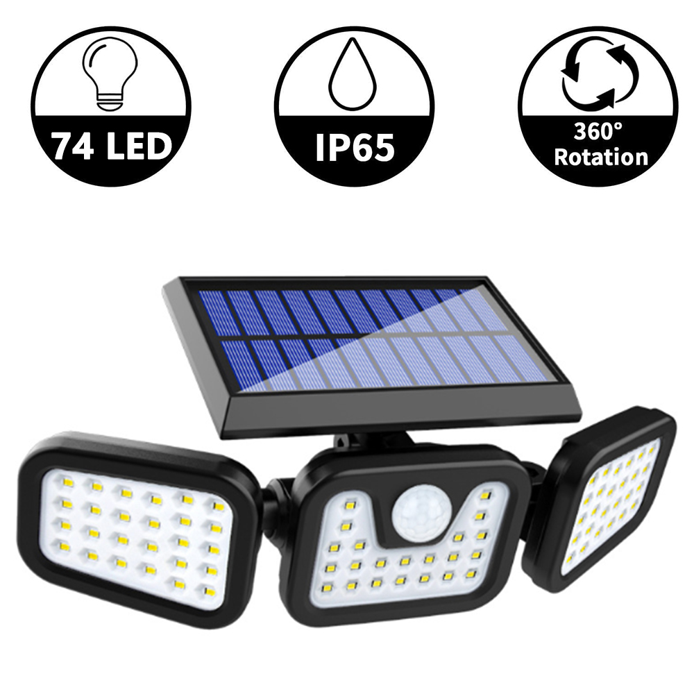 2X 206 LED Solarleuchte Solarlampe Außen Fluter Sensor Strahler Bewegungsmelder 