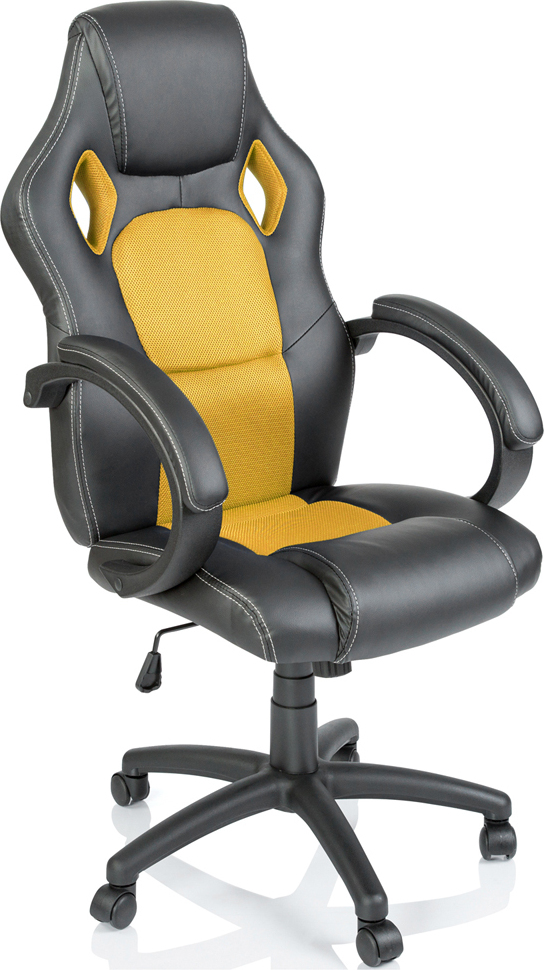 TRESKO Racing Executive Chair Kancelárske kreslo Otočné kreslo Športové sedadlo Kancelárske kreslo Kancelárska stolička čierna/žltá