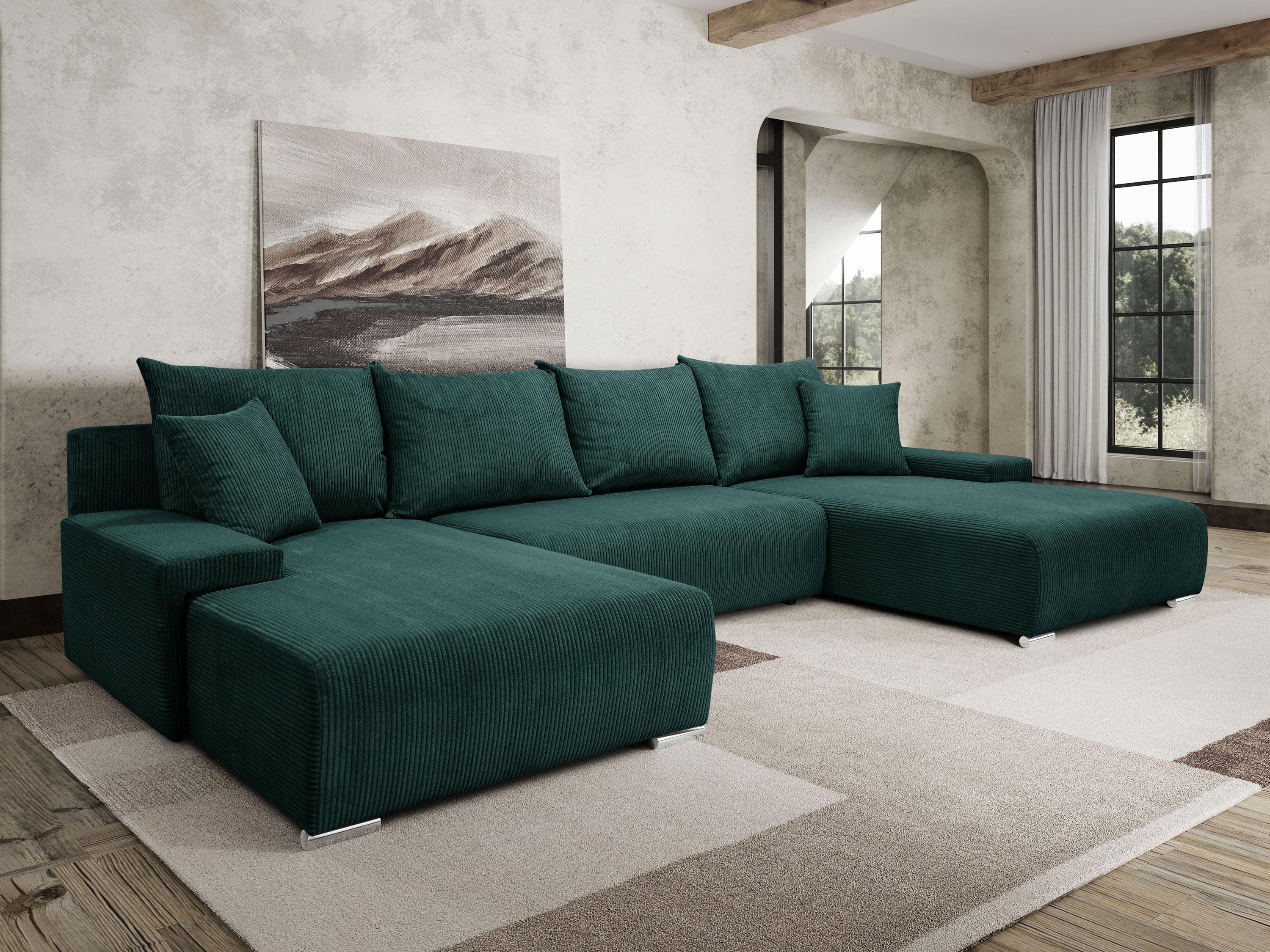 Kaiser Möbel Ecksofa, Sofa U form, Couch U form Livorno U stoff Poso Grün