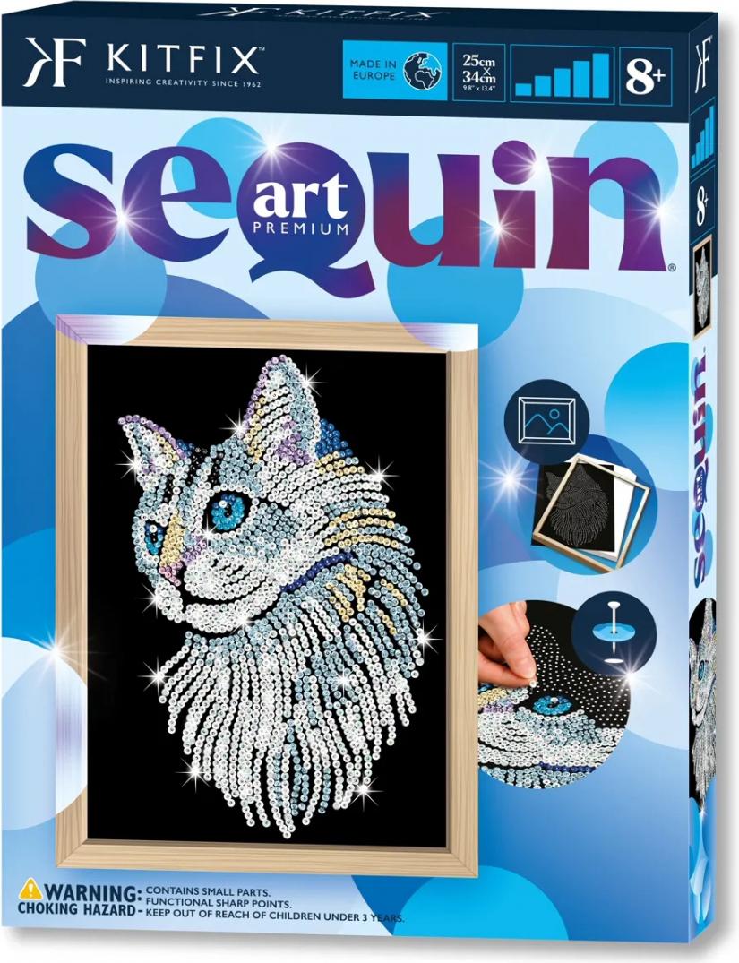 KITFIX DIY set Sequin Art Blue Premium White Cat