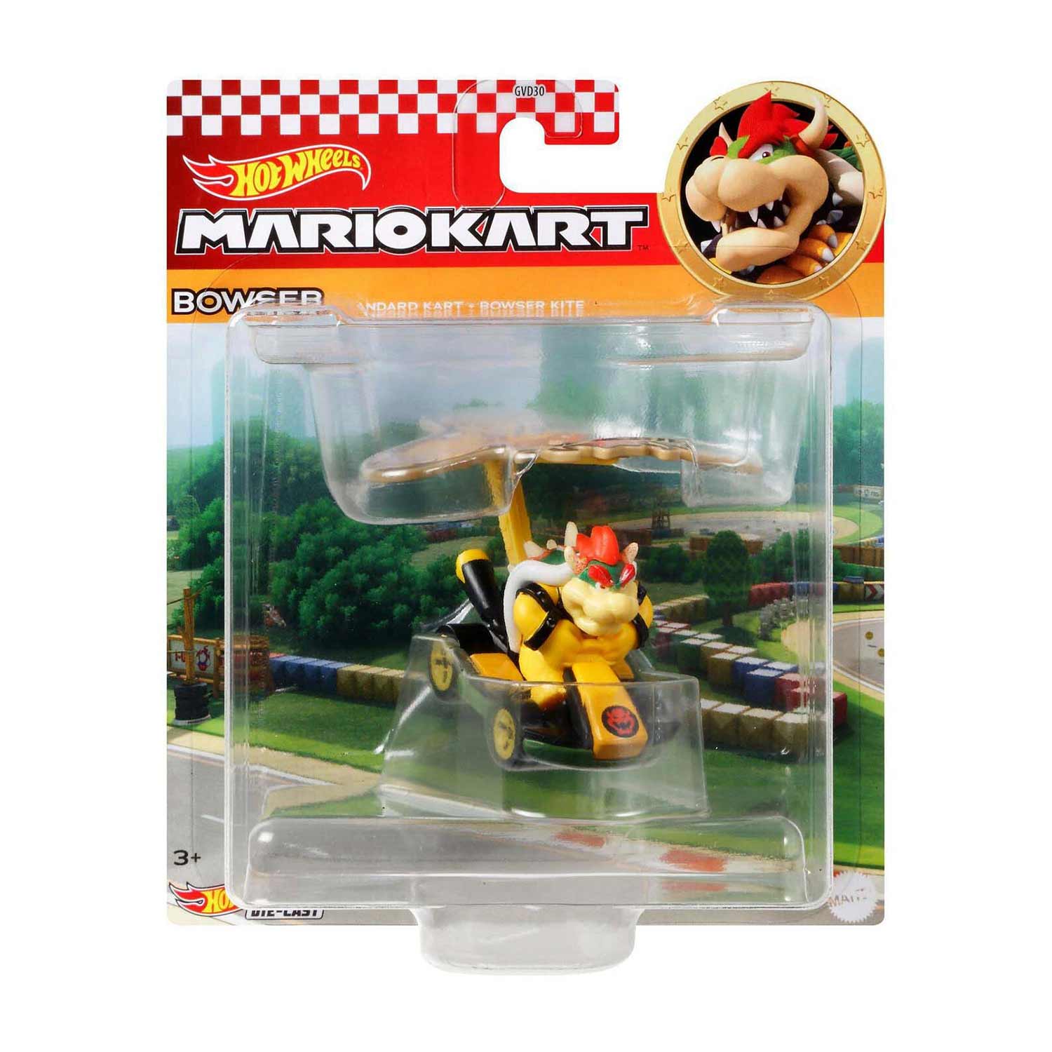 Mattel Hot Wheels GVD33 Mario Kart Bowser Standard Kart + Bowser Kite