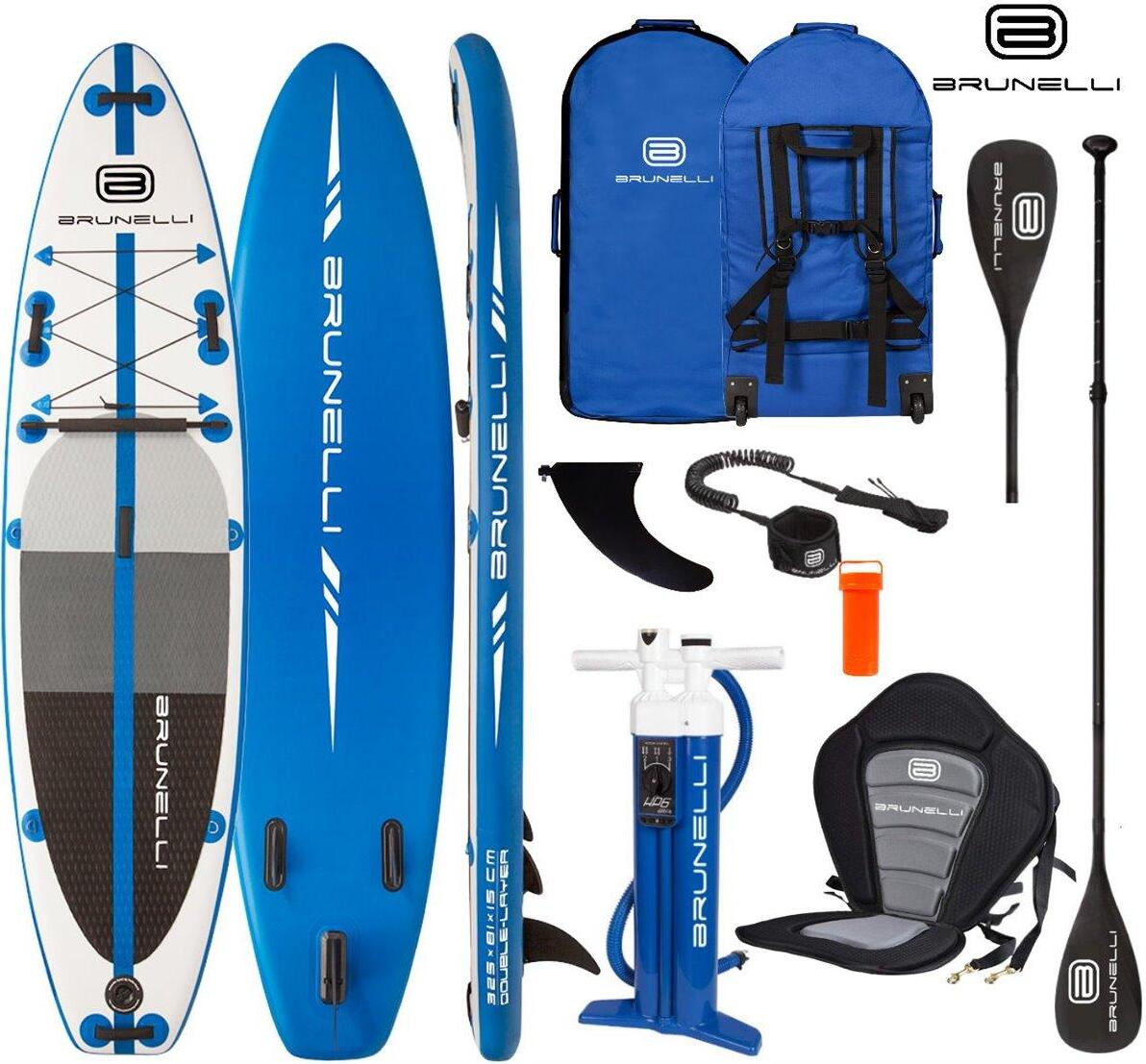 BRUNELLI 10.8 Premium SUP Board Stand Up Paddle Surf-Board mit Kajak Sitz Paddel Leah 325cm