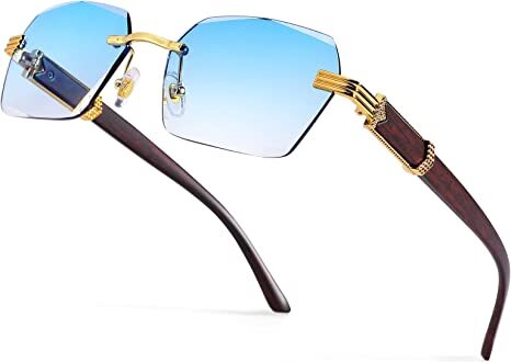 odsellingaaa OD Rahmenlose, randlose, rechteckige Sonnenbrille für Damen und Herren, stilvolle Brille mit quadratischem Schirm (D)