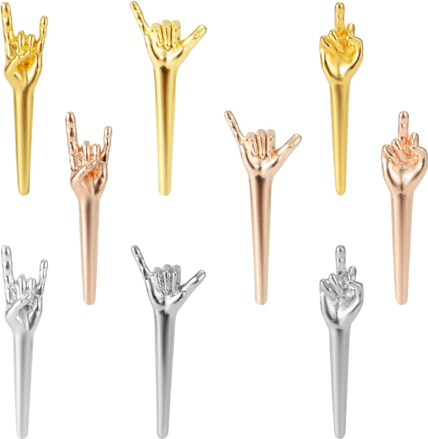 snq 9-teiliges Cribbage-Spielbrett-Set, Metall-Cribbage-Spielsteine, lustige Finger-Spielsteine, Gesten-Cribbage-Spielsteine, (3 Farben) YT-READ-02124