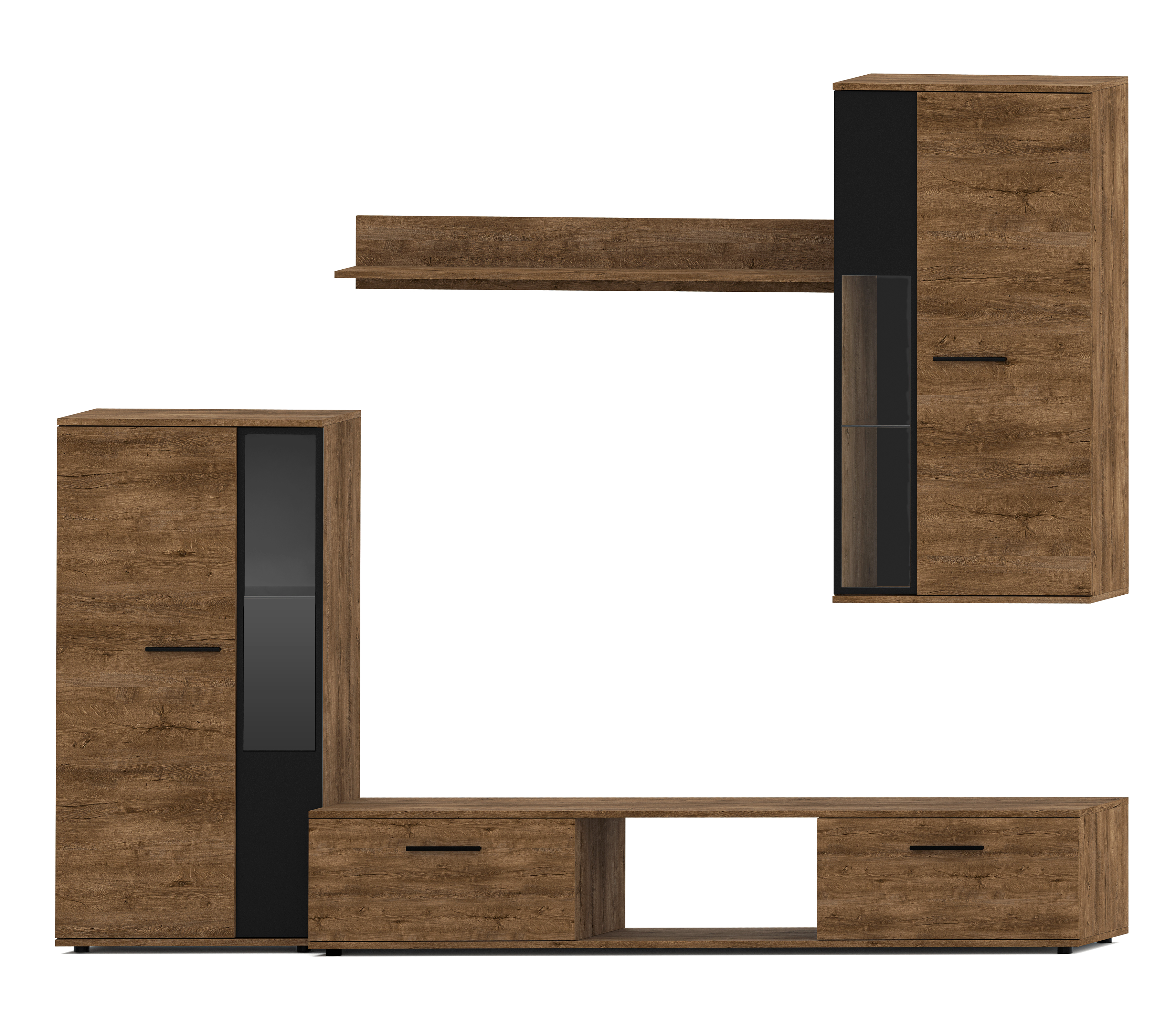 AX LIVING Hochwertige Wohnwand Formilo - 240 cm Modern Lefkas Eiche N3224